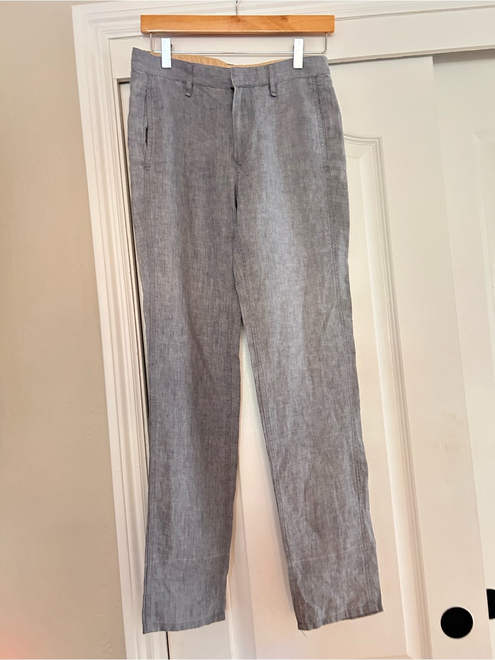 Women’s Gray Linen Blend Dress Pants